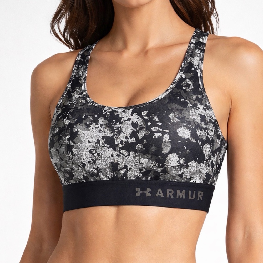 Under Armour Compression Sports Bra Gray Black Camo Medium(A232)&✨